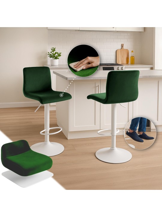 Banqueta alta Hoover veludo W, verde