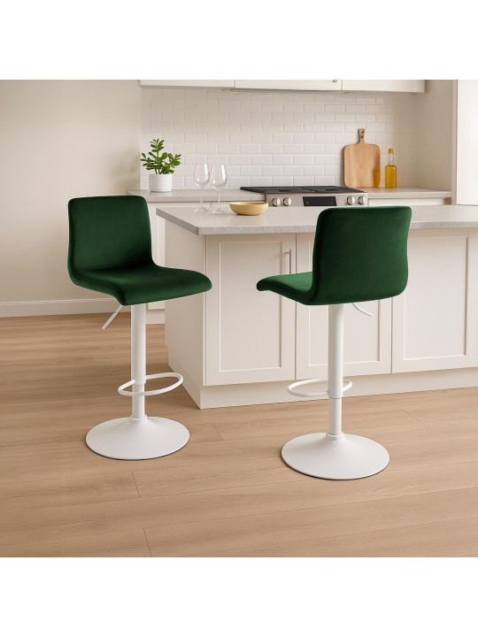 Banqueta alta Hoover veludo W, verde