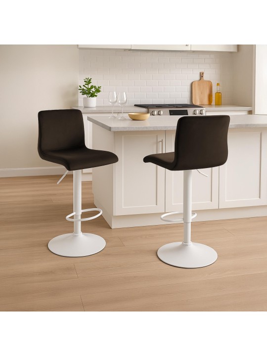 Banqueta alta Hoover veludo W, castanho