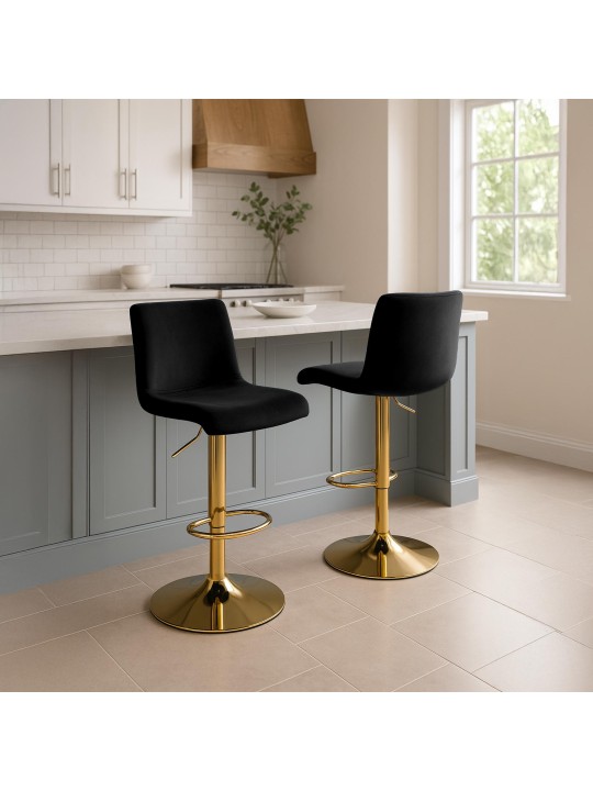 Banqueta alta Hoover veludo G, preto