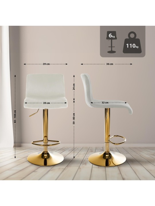 Banqueta alta Hoover veludo G, creme