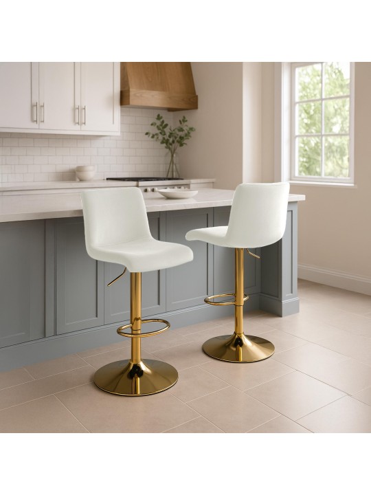 Banqueta alta Hoover veludo G, creme