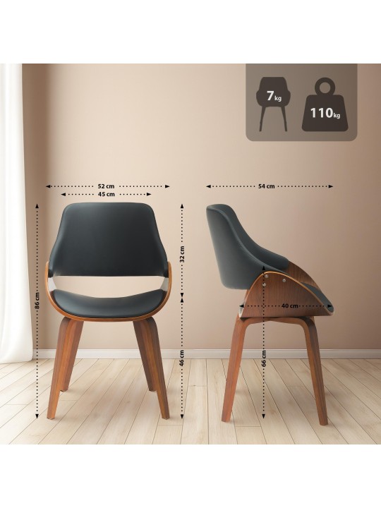 Conjunto de 2 cadeiras de jantar Vangale, nogueira/preto Conjunto de 2 cadeiras de jantar Vangale, nogueira/preto