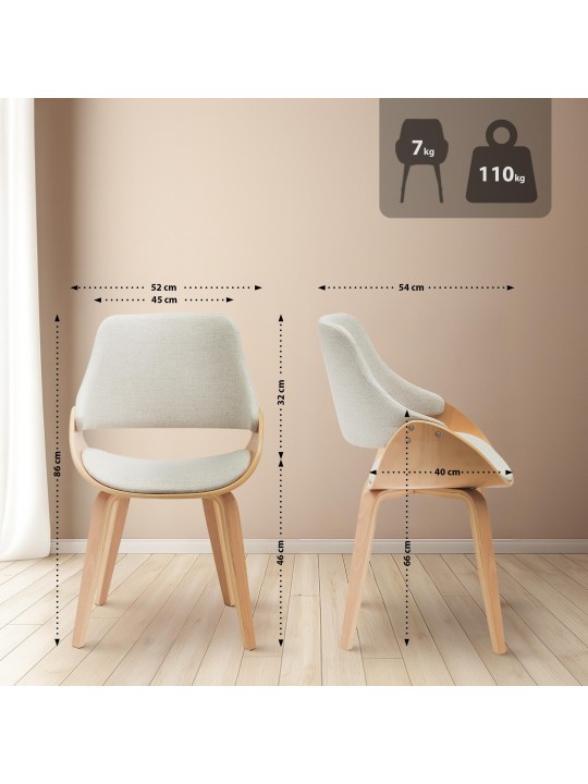 Conjunto de 2 cadeiras de jantar Vangale, natural/creme