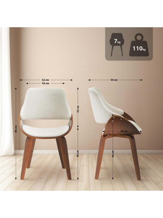 Conjunto de 2 cadeiras de jantar Vangale, nogueira/creme