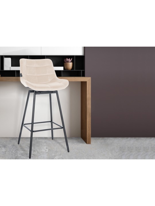 Conjunto de 4 bancos de bar giratórios de veludo Weston, creme