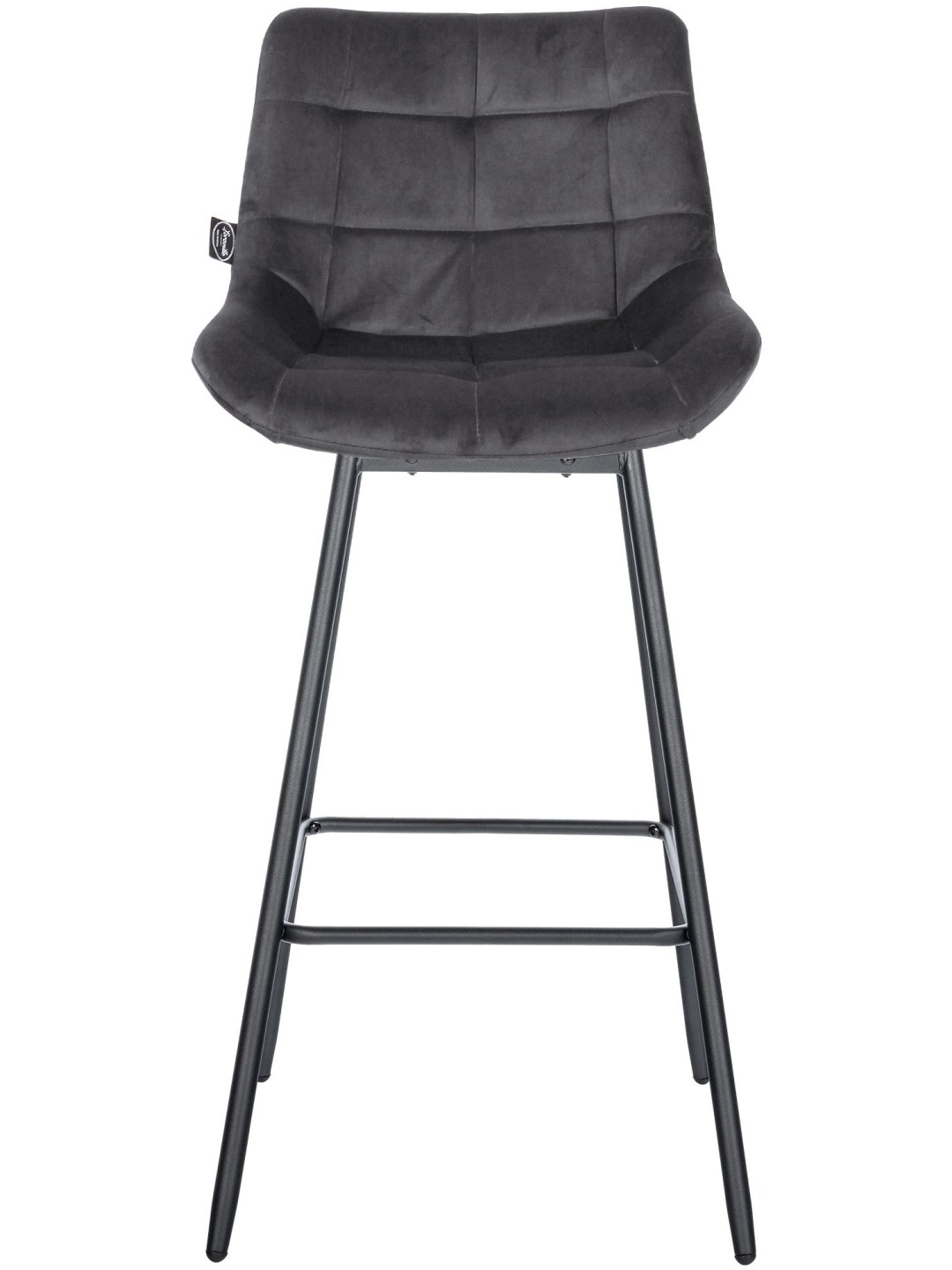 Conjunto de 4 bancos de bar giratórios de veludo Weston, cinza escuro