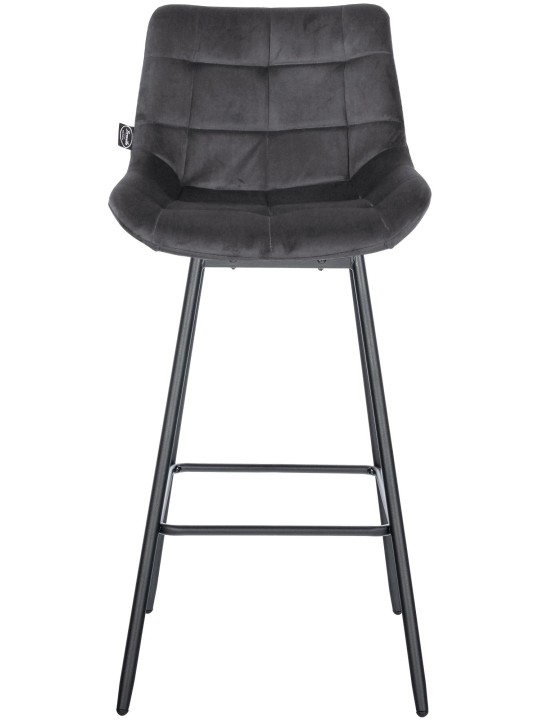 Conjunto de 4 bancos de bar giratórios de veludo Weston, cinza escuro