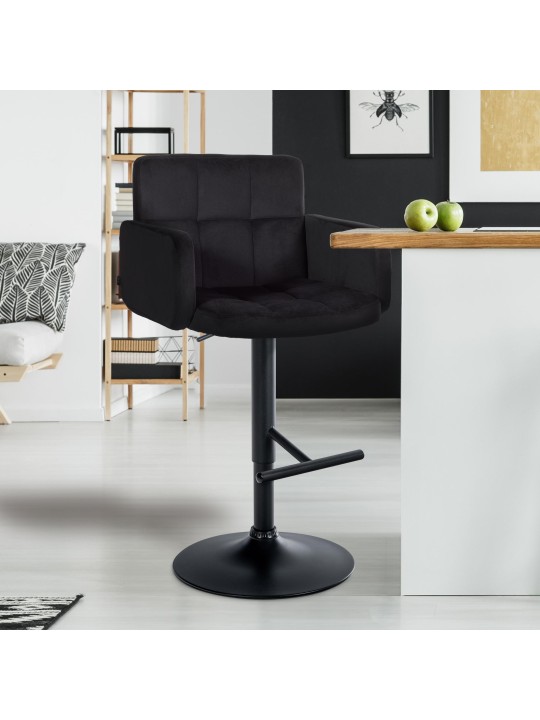 Conjunto de 2 bancos altos de veludo Los Angeles, preto