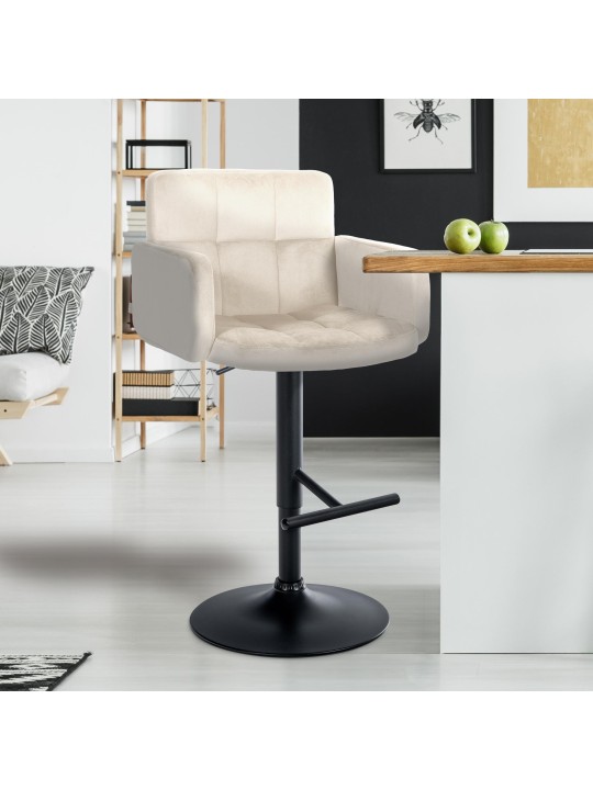 Conjunto de 2 bancos altos de veludo Los Angeles, creme