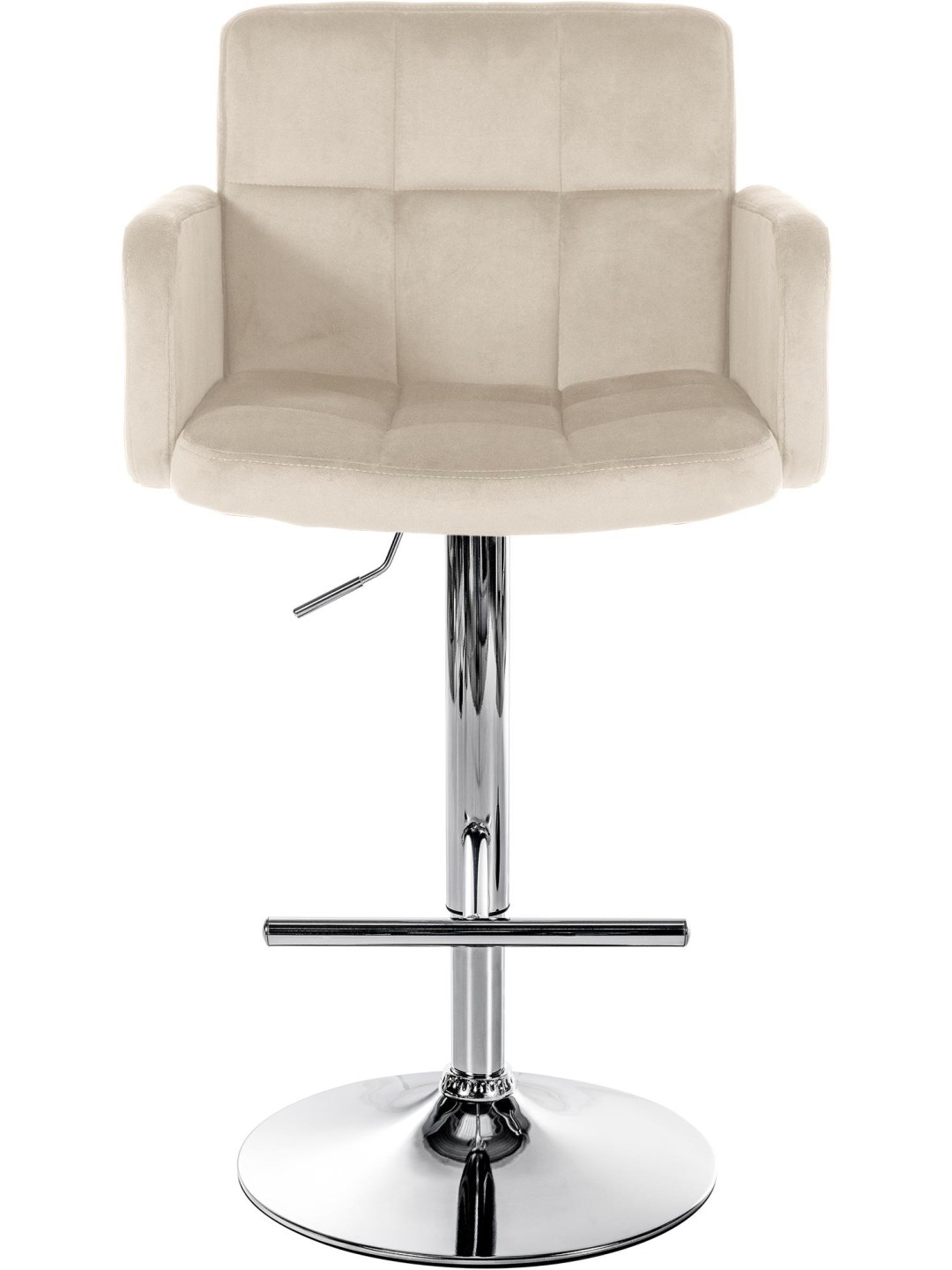 Conjunto de 2 bancos altos Los Angeles veludo cromado, creme