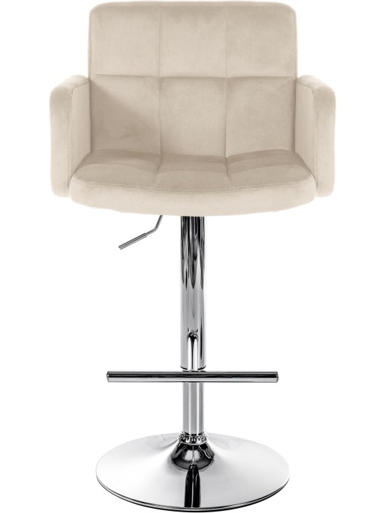 Conjunto de 2 bancos altos Los Angeles veludo cromado, creme