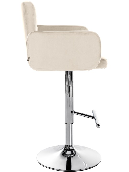 Conjunto de 2 bancos altos Los Angeles veludo cromado, creme