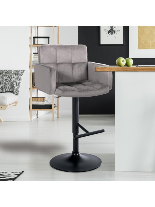 Conjunto de 2 bancos altos de veludo Los Angeles, cinza Conjunto de 2 bancos altos de veludo Los Angeles, cinza