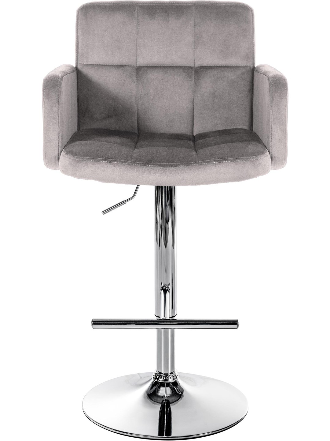 Conjunto de 2 bancos altos Los Angeles veludo cromado, cinza