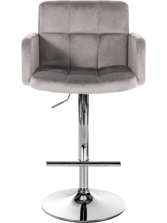 Conjunto de 2 bancos altos Los Angeles veludo cromado, cinza