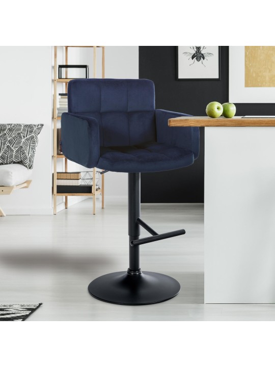 Conjunto de 2 bancos altos de veludo Los Angeles, azul Conjunto de 2 bancos altos de veludo Los Angeles, azul