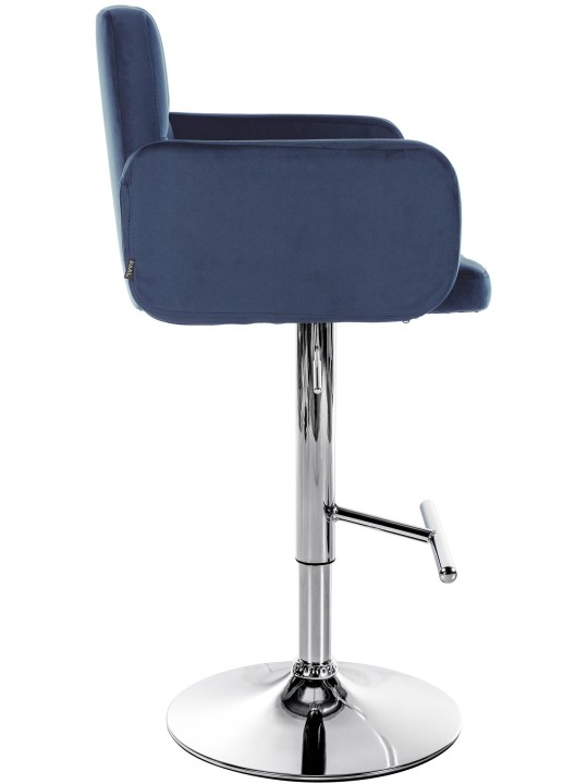 Conjunto de 2 bancos altos Los Angeles veludo cromado, azul