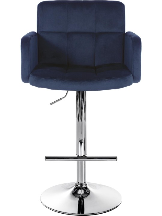 Conjunto de 2 bancos altos Los Angeles veludo cromado, azul