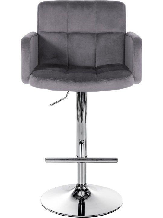 Conjunto de 2 bancos altos Los Angeles veludo cromado, cinza escuro