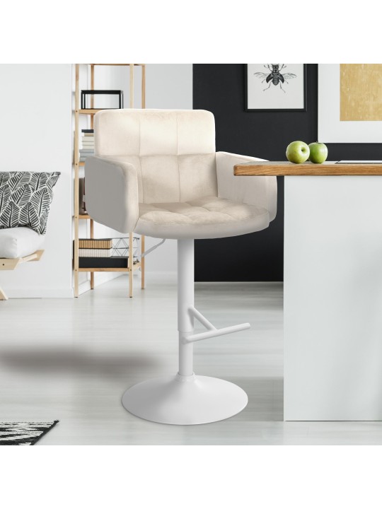 Conjunto de 2 bancos altos de veludo Los Angeles, creme