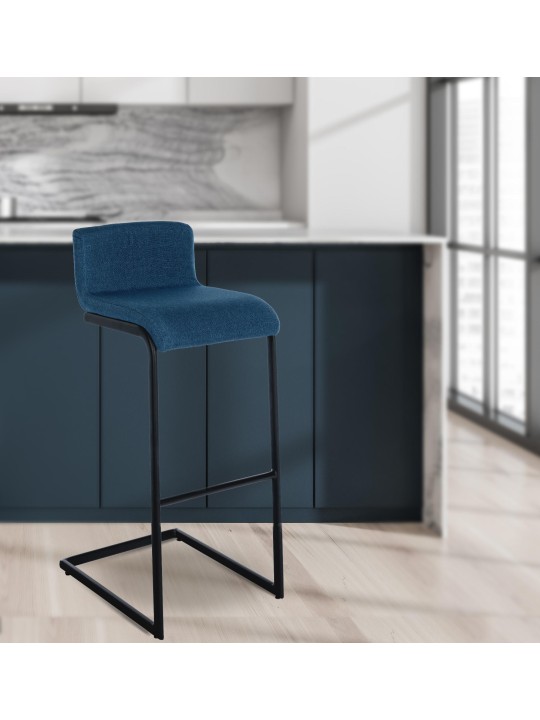 Conjunto de 2 bancos altos em tecido Newport B, azul