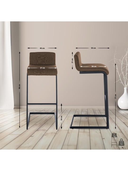 Conjunto de 2 bancos altos em tecido Newport B, castanho Conjunto de 2 bancos altos em tecido Newport B, castanho