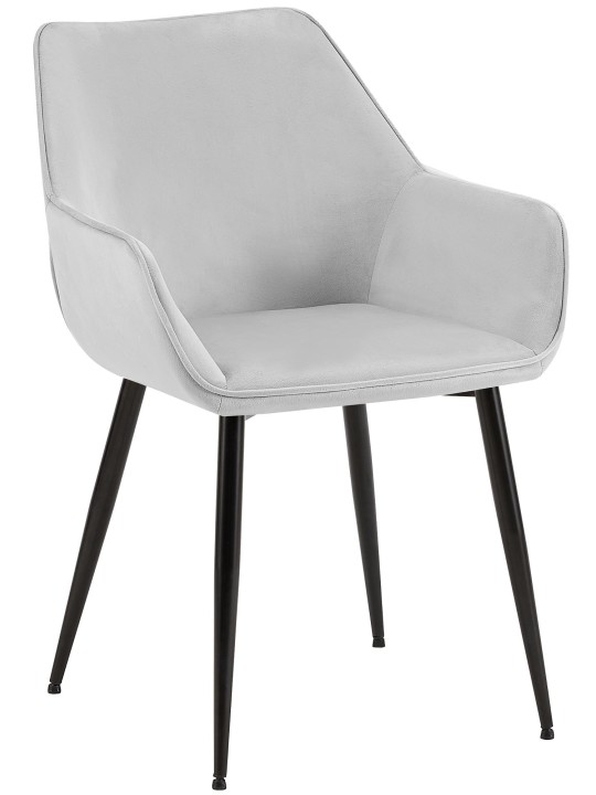 Cadeira de jantar de veludo Vessa, cinza claro