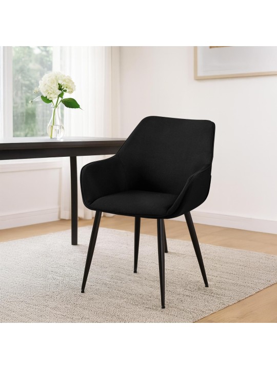 Conjunto de 2 cadeiras de jantar tecido Vessa, preto Conjunto de 2 cadeiras de jantar tecido Vessa, preto