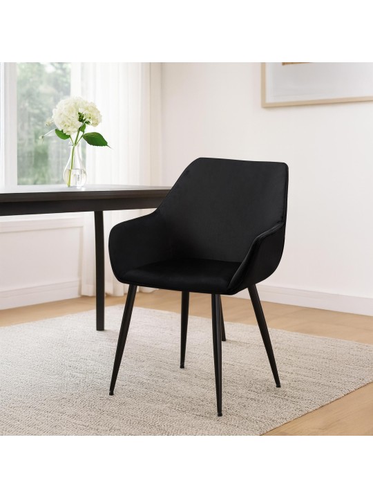 Cadeira da sala de jantar veludo Luena, preto Cadeira da sala de jantar veludo Luena, preto