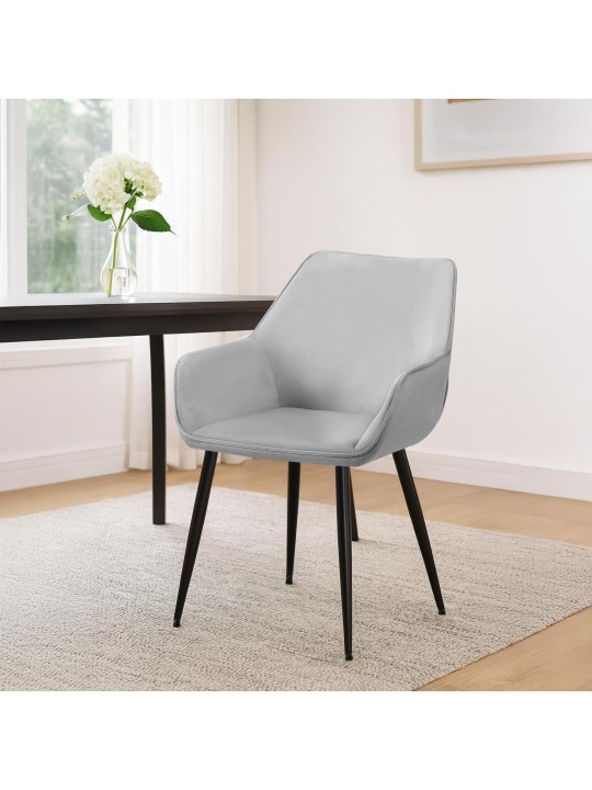 Cadeira da sala de jantar veludo Luena, cinza claro