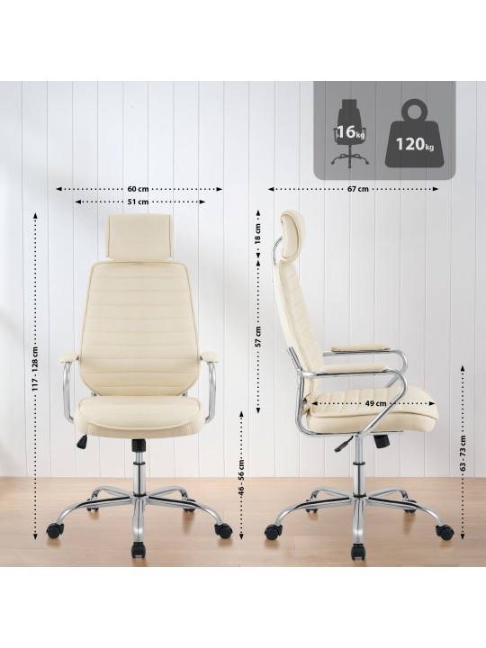 Cadeira de escritório Rako tecido, creme