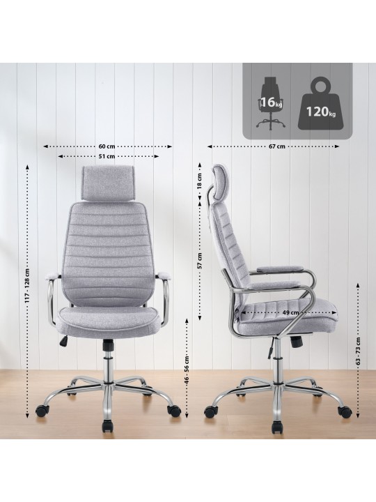 Cadeira de escritório Rako tecido, cinza claro