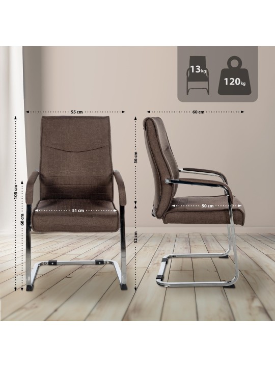 Conjunto de 2 cadeiras para visitantes em tecido Hobart, castanho