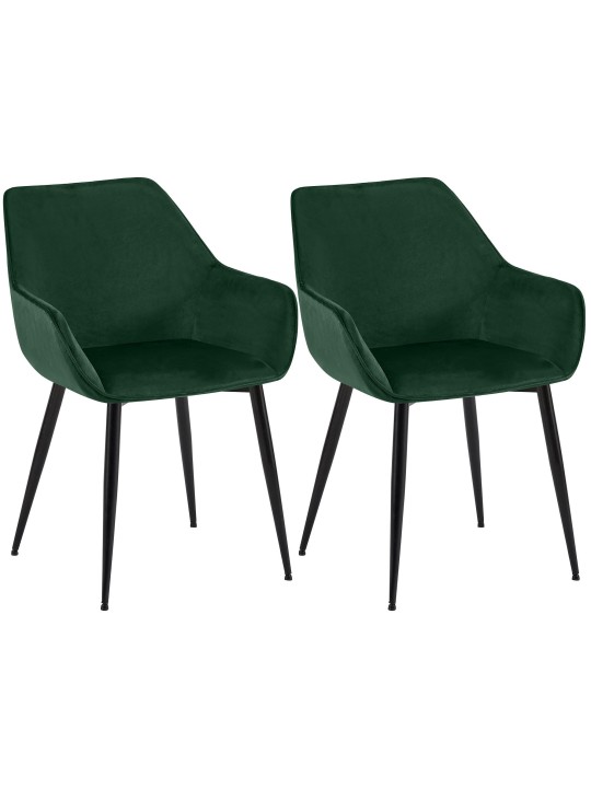 Conjunto de 2 cadeiras para sala de jantar veludo Luena, verde