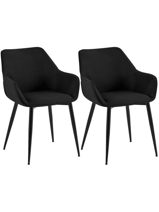 Conjunto de 2 cadeiras para sala de jantar tecido Luena, preto