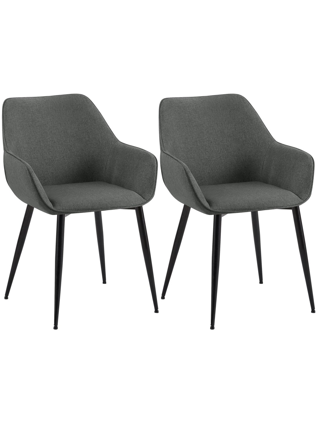 Conjunto de 2 cadeiras para sala de jantar tecido Luena, cinza escuro