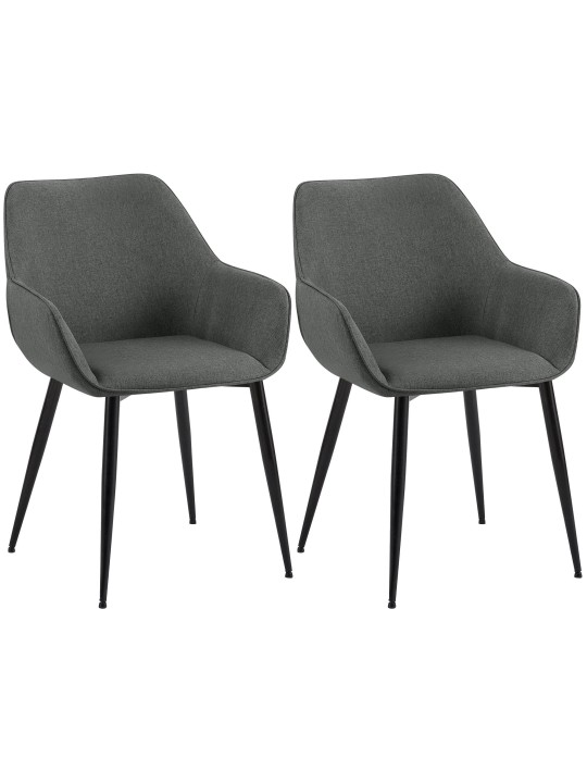 Conjunto de 2 cadeiras para sala de jantar tecido Luena, cinza escuro