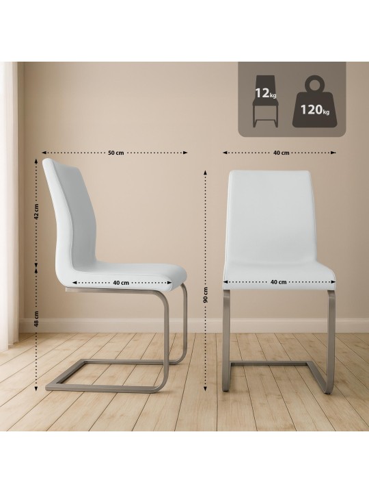 Conjunto de 2 cadeiras de jantar Belfort, branco