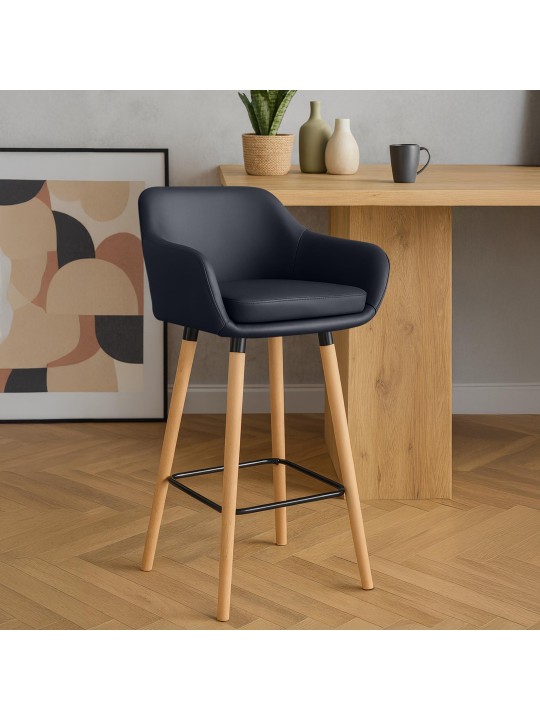 Conjunto de 2 bancos altos em pele sintética Grant, preto Conjunto de 2 bancos altos em pele sintética Grant, preto