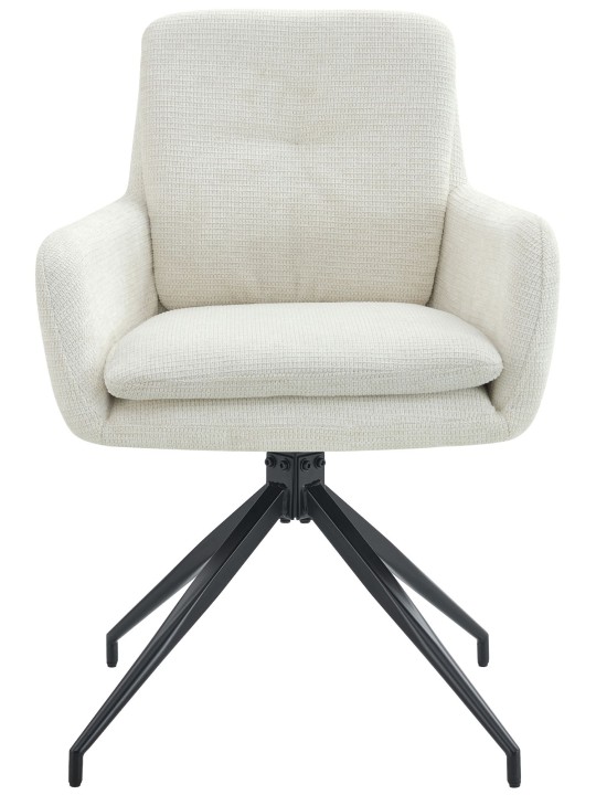 Conjunto de 2 cadeiras de jantar tecido Pickett, creme