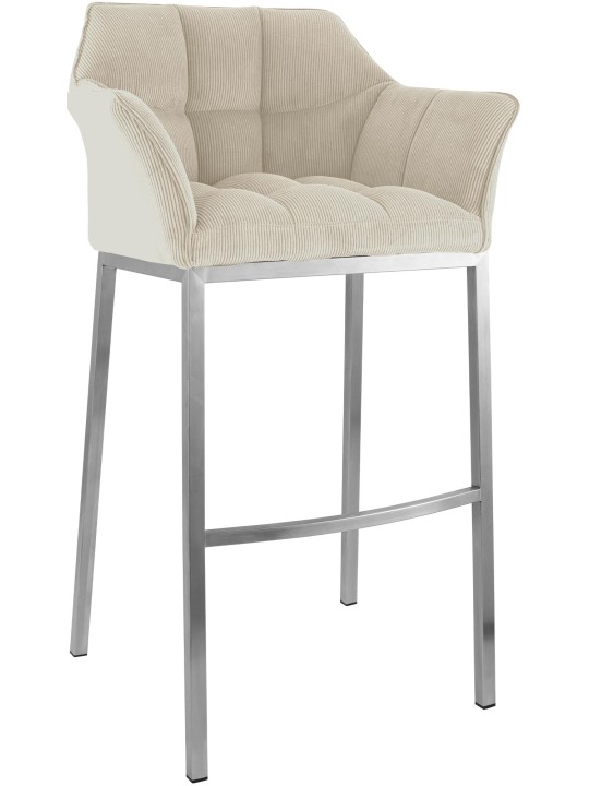 Banqueta alta Damaso E Cord com estrutura de 4 pés, creme
