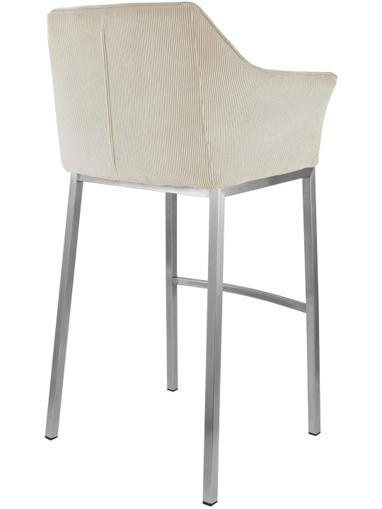 Banqueta alta Damaso E Cord com estrutura de 4 pés, creme