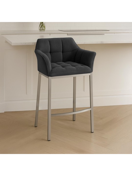 Banqueta alta Damaso E Cord com estrutura de 4 pés, cinza escuro Banqueta alta Damaso E Cord com estrutura de 4 pés, cinza escuro