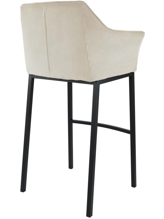 Banqueta alta Damaso B Cord com estrutura de 4 pés, creme