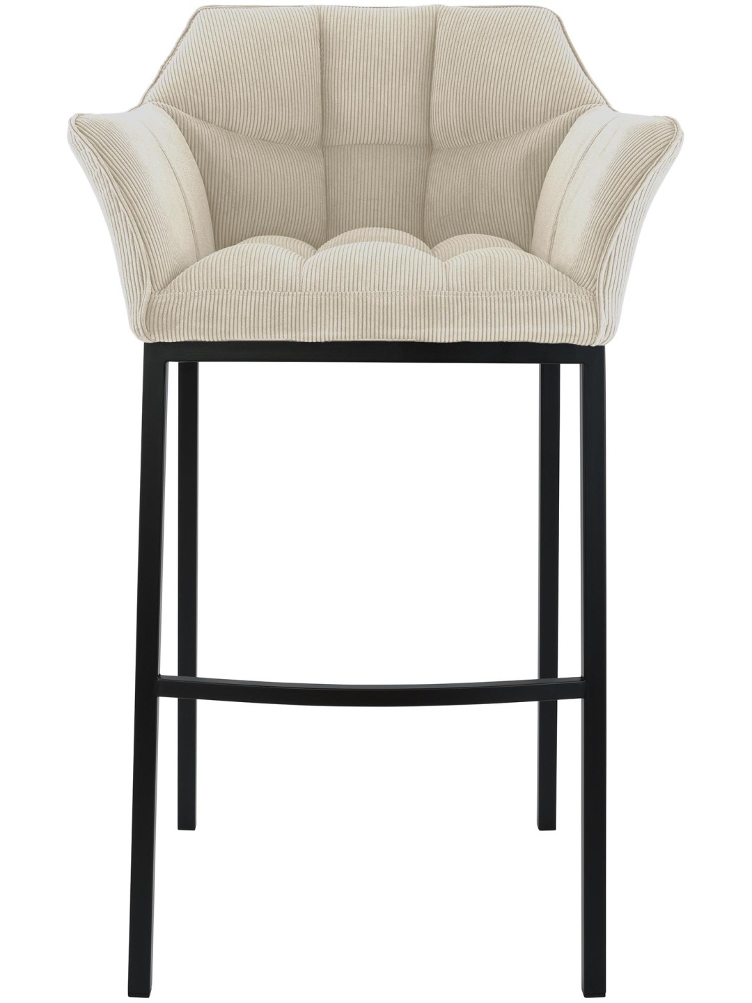 Banqueta alta Damaso B Cord com estrutura de 4 pés, creme