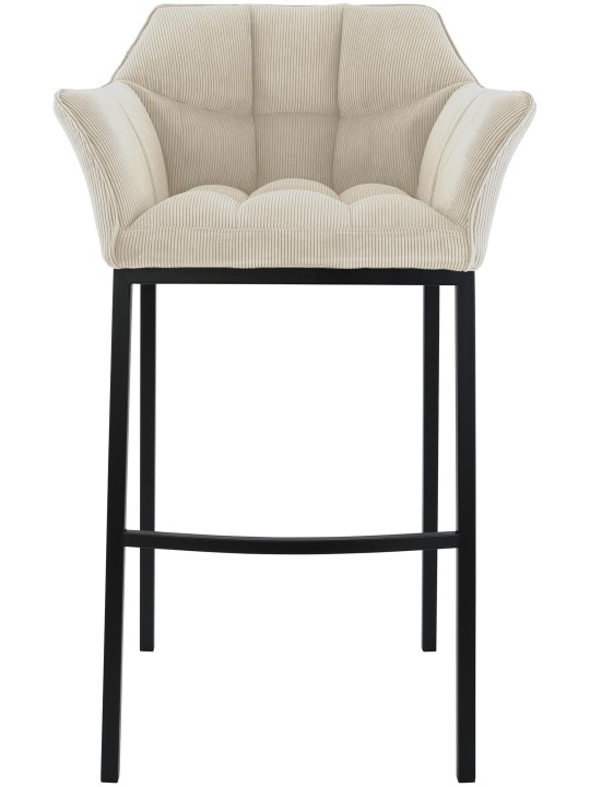 Banqueta alta Damaso B Cord com estrutura de 4 pés, creme