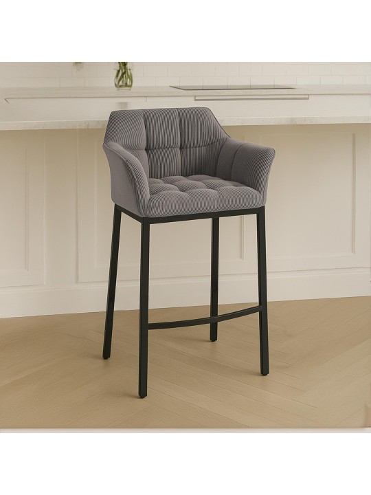 Banqueta alta Damaso B Cord com estrutura de 4 pés, taupe