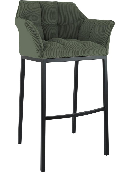 Banqueta alta Damaso B Cord com estrutura de 4 pés, verde