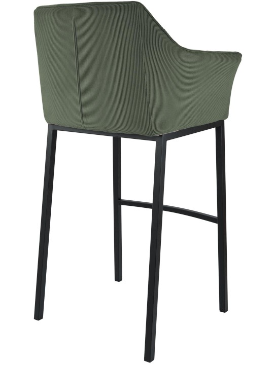 Banqueta alta Damaso B Cord com estrutura de 4 pés, verde